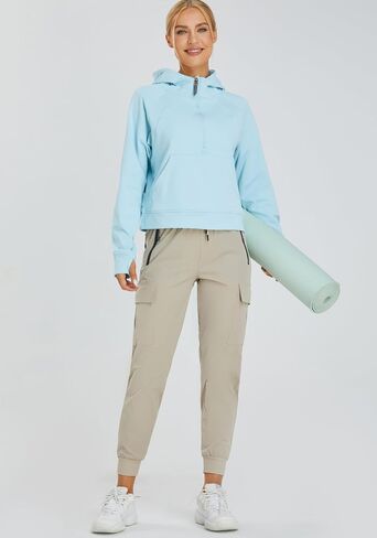 Oalka Sweatshirts Half Zip Long Sleeve Cropped Pullover Lined Full Zip Hoodies Thumb Hole Jackets in Saudi Arabia