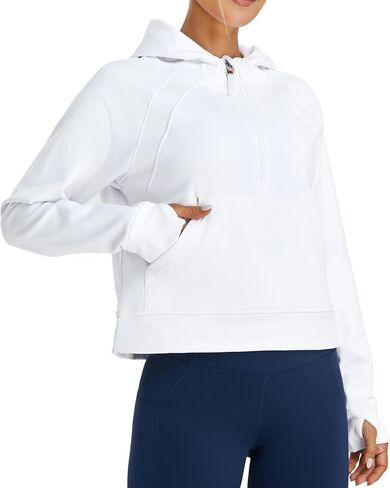 Oalka Sweatshirts Half Zip Long Sleeve Cropped Pullover Lined Full Zip Hoodies Thumb Hole Jackets in Saudi Arabia
