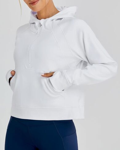 Oalka Sweatshirts Half Zip Long Sleeve Cropped Pullover Lined Full Zip Hoodies Thumb Hole Jackets in Saudi Arabia