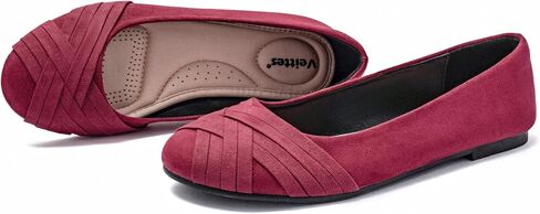 Veittes Women's Wide Width Flat Shoes, Comfortable Casual Round Toe Classy Design Ballet Flats. in Saudi Arabia