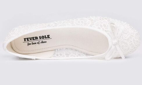 FEVERSOLE Round Toe Lace Ballet Crochet Flats Women's Comfy Breathable Shoes in Saudi Arabia