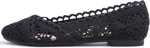FEVERSOLE Round Toe Lace Ballet Crochet Flats Women's Comfy Breathable Shoes in Saudi Arabia
