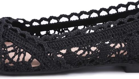 FEVERSOLE Round Toe Lace Ballet Crochet Flats Women's Comfy Breathable Shoes in Saudi Arabia