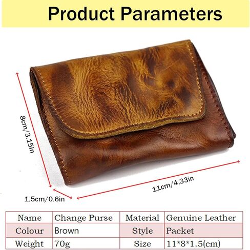 محفظة جلد للعملات المعدنية من ريفيني، منظم للعملات المعدنية، حامل تغيير، حافظة بطاقات جلدية للرجال والنساء، بني، نمط كلاسيكي كلاسيكي, بني, نمط كلاسيكي كلاسيكي in Kuwait