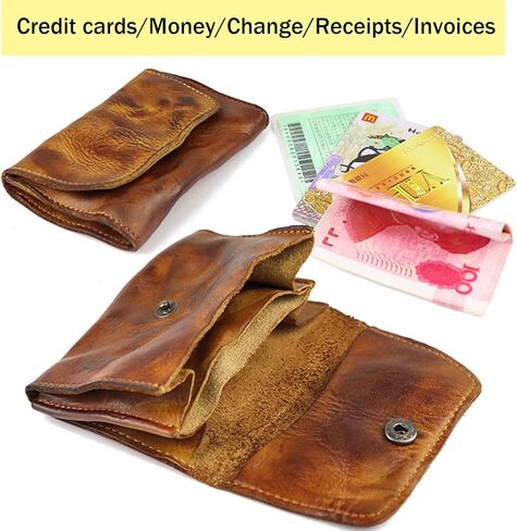 محفظة جلد للعملات المعدنية من ريفيني، منظم للعملات المعدنية، حامل تغيير، حافظة بطاقات جلدية للرجال والنساء، بني، نمط كلاسيكي كلاسيكي, بني, نمط كلاسيكي كلاسيكي in Kuwait