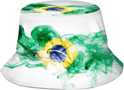 Funny Brazil Brazilian Flag Bucket Hat Packable Fishing Sun Cap Summer Fisherman Hats for Women Men in Saudi Arabia