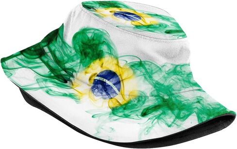 Funny Brazil Brazilian Flag Bucket Hat Packable Fishing Sun Cap Summer Fisherman Hats for Women Men in Saudi Arabia