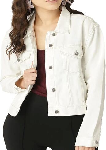 SKYLINEWEARS Women Denim Jacket Long Sleeve Button Down Soft Denim Ladies Blue Jean Jacket in Saudi Arabia