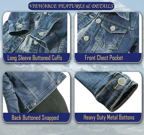 SKYLINEWEARS Women Denim Jacket Long Sleeve Button Down Soft Denim Ladies Blue Jean Jacket in Saudi Arabia