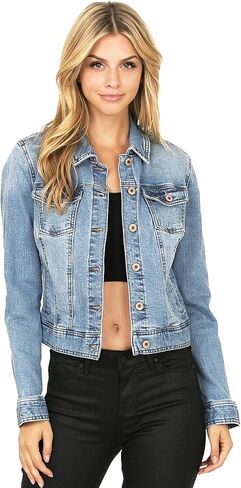 Celebrity Pink Women's Juniors Classic Button Denim Jacket in Kuwait