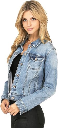Celebrity Pink Women's Juniors Classic Button Denim Jacket in Kuwait