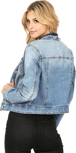 Celebrity Pink Women's Juniors Classic Button Denim Jacket in Kuwait