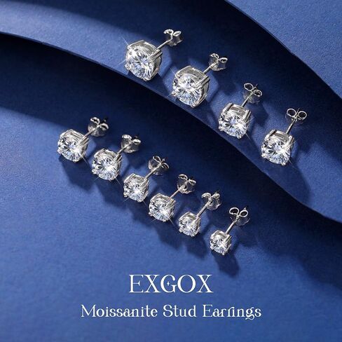 أقراط EXGOX مويسانيتي 925 أقراط من الفضة الاسترليني أقراط مويسانيتي للنساء والرجال 18 قيراط أقراط ألماس بيضاء D اللون VVS1 مختبر وضوح تم صنعه أقراط لا تسبب الحساسية in Kuwait