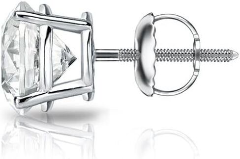 حلق ألماس دائري من Diamond Wish من الذهب عيار 14 قيراط (0.08 قيراط، جيد، I1-I2) سلة ذات 4 شقوق، ظهر لولبي in Saudi Arabia