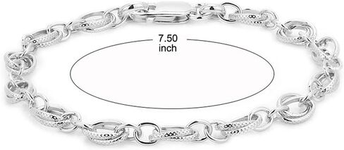 Vanbelle Sterling Silver Jewelry - Rhodium Plated with 925 Stamp - Fancy Link Chain Bracelet - Elegant handcrafted for Women - 7.50" in Saudi Arabia