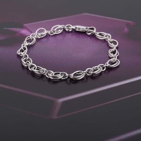Vanbelle Sterling Silver Jewelry - Rhodium Plated with 925 Stamp - Fancy Link Chain Bracelet - Elegant handcrafted for Women - 7.50" in Saudi Arabia