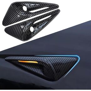 for 2024 Tesla Model Y/3 HW4.0 Turn Signal Side Camera Protection Cover Decoration Accessories, for Tesla Model 3/Y Withe HW4.0 (A-Glossy Carbon Fiber Pattern)