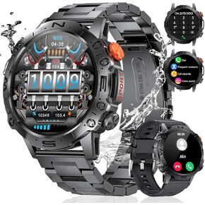 Military Smart Watch for Men(Answer/Dial Calls),1.43" AMOLED Always-on Display,Fitness Tracker 126+ Sports Modes/IP68/Heart Rate/Sleep/Blood Pressure,Tactical Outdoor Rugged Watch iOS Android