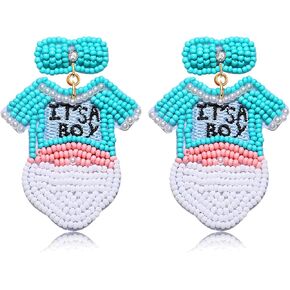 Baby Shower Earrings for Women Beaded Gender Reveal Earrings Adorable It’s a Girl or Boy Bodysuit Earrings Cute New Mom To Be Gifts Pregnancy Gift in Kuwait