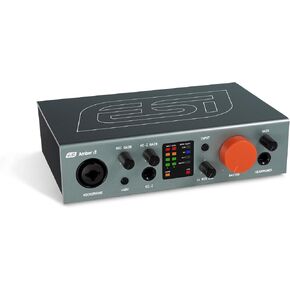 واجهة الصوت الاحترافية ESI U22 XT: مجموعة XLR/TRS مع طاقة فانتوم، مدخل Hi-Z، مدخل خط RCA، زمن استجابة منخفض للغاية للاستوديو والاتصال السهل والمستقر
