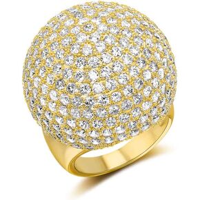 Ball Rings for Women Cluster Cubic Zirconia 18K Gold Plated Gold Silver Color Statement Dome Ring
