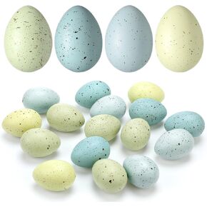SiliFine 16 Pcs Easter Speckled Eggs 2.4 in Plastic Speckled Eggs Vase and Bowl Filler Faux Chicken Eggs for DIY Spring Displays and Easter Decorations Vase Decorating, Green and Blue Shades