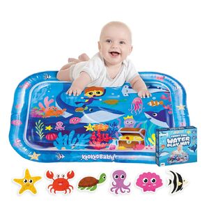 KooKooBaby Inflatable Tummy Time Toys Baby Play Mat for Floor - Extra-Large Baby Water Mat for Toddlers, Babies and Infant, Sensory Baby Activity Mat for Baby Girl and Boy 3-6-12 Month, Pink Mermaid