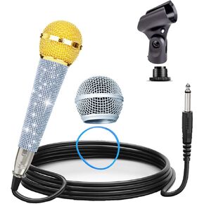 ميكروفون صوتي ديناميكي قلبي KSM 58 بمقبض ذهبي مع كابل XLR بطول 10 أقدام وحامل لامع للغناء والبث ويوتيوب والبث المباشر والتسجيل in Kuwait