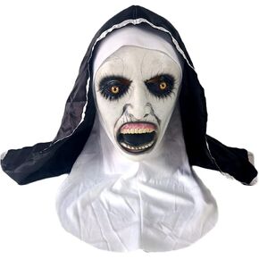 BXT Creepy Nun Mask, Halloween Scary Evil Nun Costume Accessories