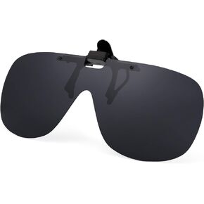 JM Polarized Clip on Sunglasses Frameless Flip Up One Piece Shield Lens for Prescription Glasses