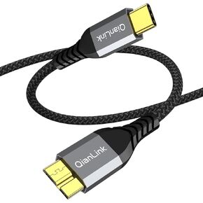 10Gbps Micro B to USB C Hard Drive Cable (1.6FT/0.5m) USB C to Micro B Cord, USB C to External Hard Drive Cable for Seagate WD Toshiba Westgate, MacBook Pro/Air, iPad Pro, Samsung, iPhone 15 Pro Max