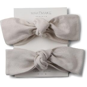 MakeMake Organics GOTS Organic Baby Headwarp Fashion Band Bow Tie Accessories for Toddler Girls Set of 2 (Wildwood, Evergreen Fir, 6-12M)