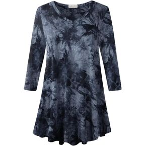 LARACE Tunics 3/4 Sleeve Plus Size Tops for Women V Neck Loose Fit Flowy Clothing for Leggings