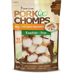 Pork Chomps Baked Pork Skin Dog Chews, 3-inch Knots, 18 Count