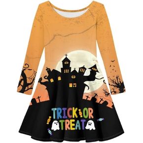 Girls Dresses Round Neck Long Sleeves Kids Graduation Dress High Waisted Kids Dress Up Clothes for Play