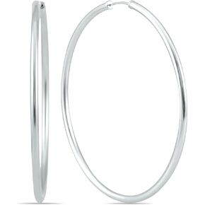 10MM - 80MM Endless Hoop Earring 14k White Gold