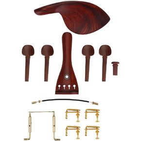 4/4 Rosewood Violin Chin Rest Chinrest with Tuning Peg Tailpiece Endpin Violin Parts Violin Accessory Kit