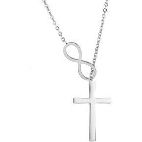 قلادة صليب فضية من MiniJewelry قلادة صليب ذهبية وردية قلادة صليب ذهبية قلادة صليب إنفينيتي للنساء، 45.72 سم