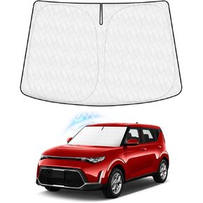 KUST Windshield Shade Custom Fit for Kia Soul 2020 2021 2022 2023 2024 2025 Sun Shade Front Windshield Sun Visor Foldable Thicker 5-Layer Block Heat and Sun UV Rays