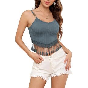 لG وPL الصيف المرأة مثير السباغيتي حزام الدانتيل شرابة تقليم المحاصيل تانك الأعلى in Kuwait