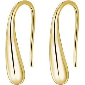 Small Chunky Teardrop Hook Earrings for Women Teen Girls Simple Shiny Droplet Waterdrop Gold Silver Plated Lightweight Tiny Dangle Drop Earrings for Minimalist Birthday Daily Fashion Jewelry Gifts