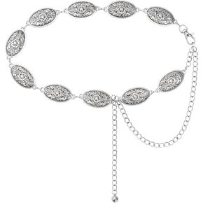 WELROG Metal Waist Chain Belt for Women - Pearls Gold Silver Chain Belts for Dresses Jeans