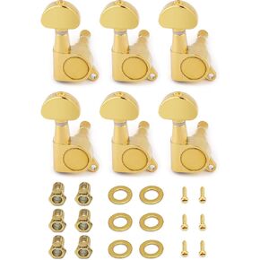 Bogart Sealed String Tuning Pegs Tuning Keys Grover Machine Heads Tuners for Electric Guitar or Acoustic Guitar 6 In Line for Right Handed Half Round Gold. (TP 06-GD-6R)