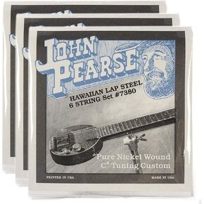 John Pearse Hawaiian Lap Steel Strings Pure Nickel C6 Tuning 15-32 (3 Pack Bundle)