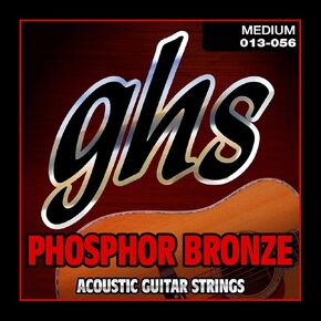 GHS Strings S335 Phosphor Bronze Acoustic Guitar Strings, Medium (.013-.056), Single Set, 3 Sets of S335