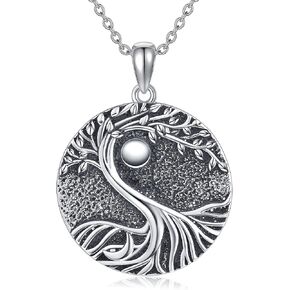 SHEAISRS 925 Sterling Silver Hecate Triple Moon Godess and Tree of Life Necklaces for Women