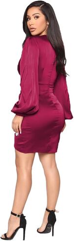 LightlyKiss Long Sleeve Wedding Guest Dress for Women Twist Front Formal Party Cute Black Dresses in Saudi Arabia