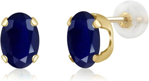 Gem Stone King 14K White Gold Black Sapphire Stud Earrings For Women (3.32 Cttw, Gemstone February Birthstone, Oval 8X6MM) in Saudi Arabia
