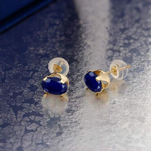 Gem Stone King 14K White Gold Black Sapphire Stud Earrings For Women (3.32 Cttw, Gemstone February Birthstone, Oval 8X6MM) in Saudi Arabia