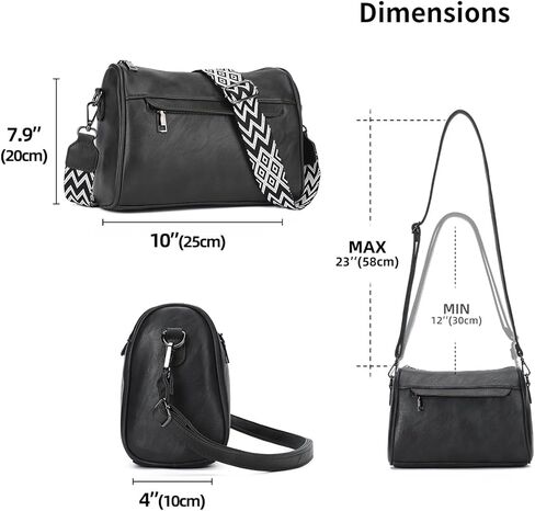 KL928 Crossbody Purses for Women Shoulder Bags with 2 Straps,Black in Kuwait
